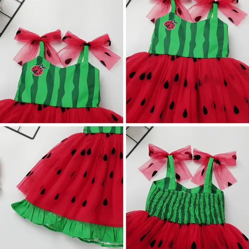 Vista 6 de Vestido tutú de verano para niñas pequeñas, sin espalda, vestido de princesa para fiesta de cumpleaños, lentejuelas con volantes, tul con lazo