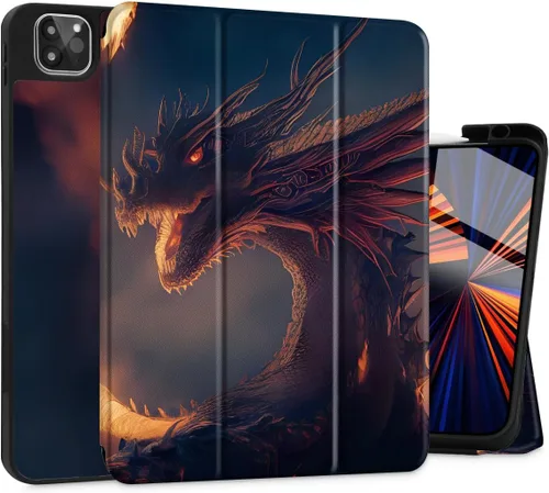 Vista 22 de Funda Tuiklol para iPad Pro de 12.9 pulgadas 2022 2021 2020 2018 6th / 5th / 4th / 3rd Gen Built in Pencil Holder Protective Stand Back Cover with
