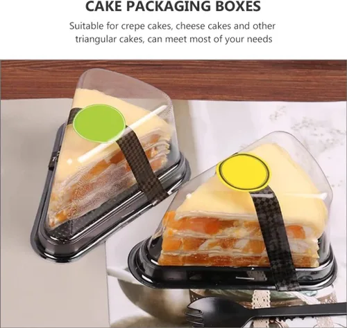 Vista 2 de Abaodam Cajas triangulares para rebanadas de pastel de 5.5 pulgadas, transparentes, reutilizables, con tapas, para pasteles de queso, mousse