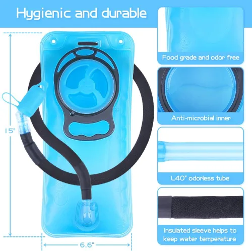 Vista 2 de 2L Hydration Bladder, Water Bladder for Hiking Backpack 2 Liter Water Storage Bag with Insulated Tube, Hydration Back Pack Replacement for Outdoor