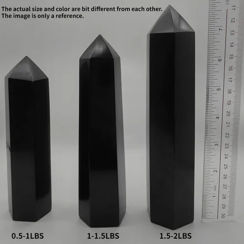 Vista 4 de Torre de turmalina negra con 6 facetas de cristal curativo Varita de 0.5 a 1 libras para meditación, colección Reiki, decoración del hogar