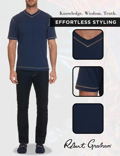 Vista 5 de Robert Graham Maxfield Short-Sleeve V-Neck, Pull-on T-Shirt for Men