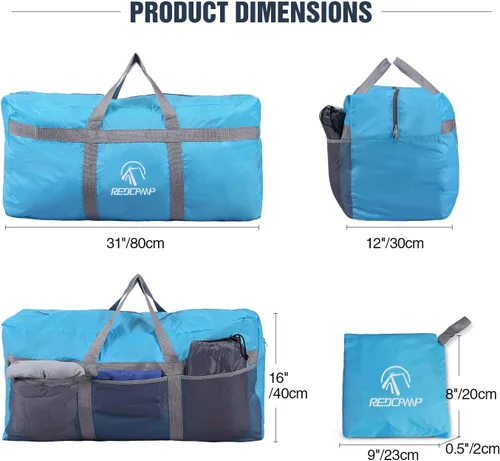 Vista 4 de REDCAMP Bolsa de viaje plegable, bolsa deportiva grande, 75L96L100L, bolsa de asas impermeable ligera