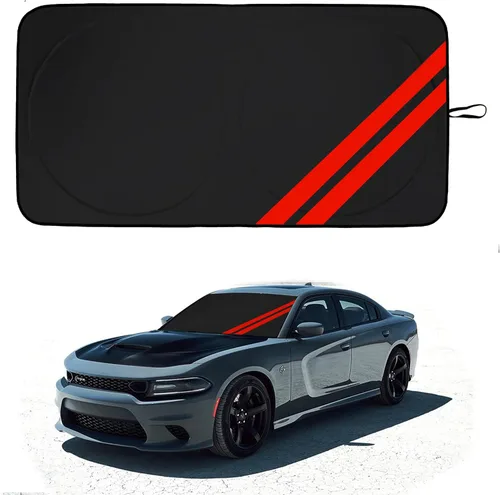 Vista 9 de Parasol para parabrisas delantero para Dodge Charger Challenger Durango Journey Ajuste universal para todos los coches Dodge Visor de sol plegable