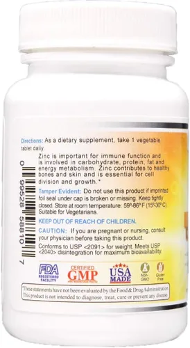 Vista 2 de Wonder Laboratories Gluconato de zinc quelatado de 50 mg - Apoya la piel sana, el sistema inmunológico, el crecimiento celular y más - 100 tabletas