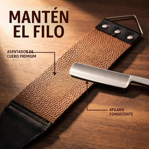 Vista 6 de Profesional Kit de Maquinilla de Afeitar Recta Con Strop, Brocha De Afeitar, Cuero Strop - Navaja de Barbero Navaja de Barbero