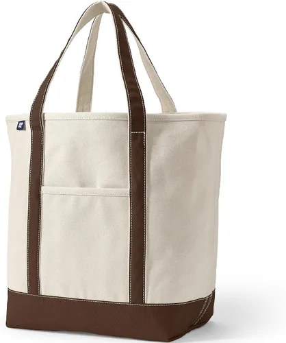 Vista 36 de Lands' End Bolso de lona abierto Natural/Azul marino radiante