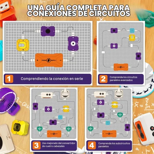 Vista 7 de VATOS Circuito científico para niños de 6 a 12 años, kit de construcción electrónica de 68 piezas con más de 450 proyectos STEM, imágenes
