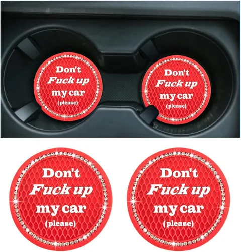 Vista 8 de 2 piezas posavasos brillantes para coche, 2.75 pulgadas insertos antideslizantes para portavasos, posavasos de cristal con diamantes de imitación