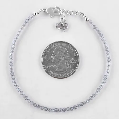 Vista 78 de Natural Gemstone Micro Round Beads Dainty Choker Bangle Bracelet, Handmade Jewelry for Women, Healing Chakra Crystals Silver Plated Chain 8 inch