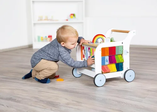 Vista 13 de Small Foot Wooden Toys - Andador de elefante dulce prémium y centro de actividades 5 en 1 diseñado para niños pequeños de 12 meses en adelante