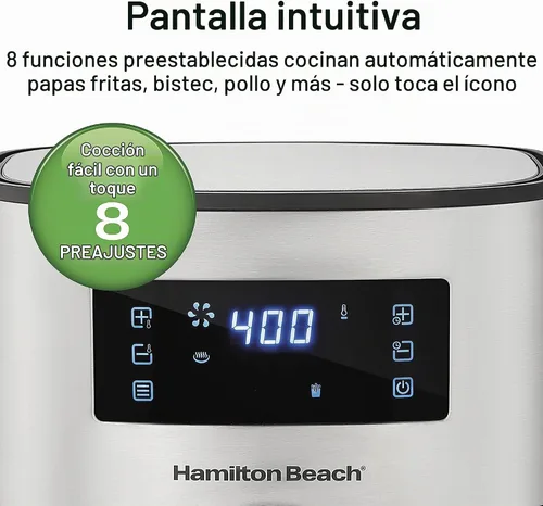 Vista 5 de Hamilton Beach Horno freidora de aire digital de 5.8 cuartos con 8