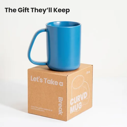 Vista 6 de CURVD® Taza de café de 18 onzas, apta para microondas y lavavajillas, 100% cerámica sin químicos, mango grande para un agarre cómodo, perfecta
