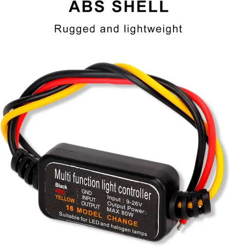 Vista 5 de Controlador estroboscópico de flash LED, 80 W universal DC9‑26 V, 16 modos estroboscópicos, luz de freno, intermitente, módulo estroboscópico de luz