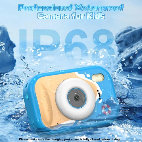 Vista 2 de Cámara para niños impermeable, cámara submarina IP68 para niños de 3 a 12 años, cámara digital HD para niños con grabación de video de 1080P