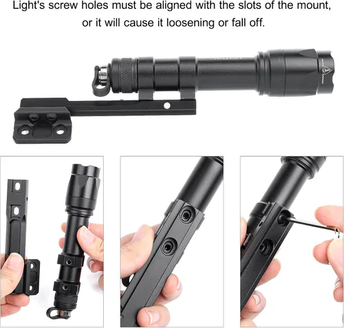 Vista 4 de NOBUHIRO Extensión Metal Offset Light Mount, M300 M600 Series Tactical Flashlight Mount, apto para Mlok/Keymod Rail