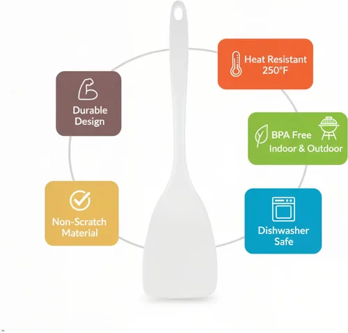 Vista 7 de Reston Lloyd - Espátula para sartenes antiadherentes, resistente al calor, aleta, sin BPA, utensilio de melamina con mango ergonómico de 11 Negro