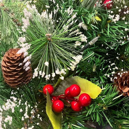 Vista 3 de Glintoper - Relleno de urna de Navidad preiluminado, árboles de pino artificiales mini iluminados de Navidad con soporte de trípode, encendido con 8