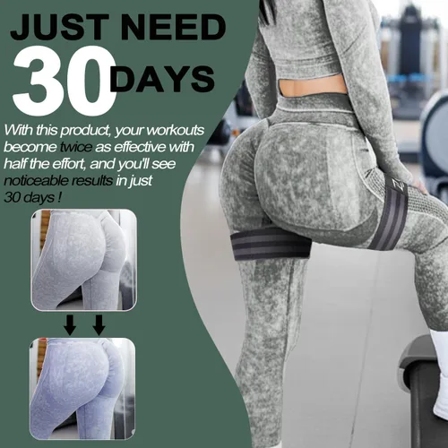 Vista 6 de BFR - Bandas de oclusión para mujer, piernas, glúteos, construcción de cadera, cómodas bandas elásticas para entrenamiento de flujo sanguíneo Negro