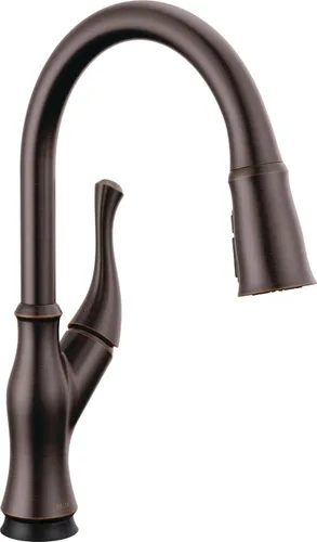 Vista 17 de DELTA Ophelia - Grifo de cocina de oro cepillado con pulverizador extraíble, grifo de fregadero de cocina de un solo agujero moderno, una sola