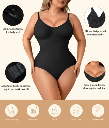 Vista 3 de Irisnaya Body adelgazante para mujer, moldeador de abdomen, tirantes delgados, camisola, leotardos, bodycon