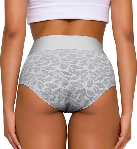 Vista 4 de FallSweet Ropa interior de encaje sin costuras de cintura alta que no se ven bragas sexy banda ancha