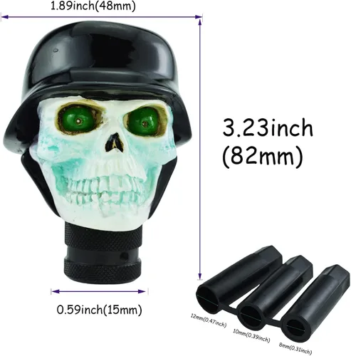 Vista 2 de Pomo de palanca de cambios de vehículo de resina con diseño de calavera para la mayoría de vehículos manuales (negro)