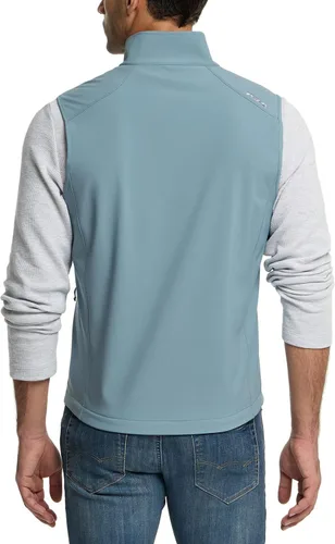 Vista 2 de TSLA - Chaleco Softshell sin mangas para hombre, chaleco cortavientos con cremallera completa, chaleco de senderismo, golf, viajes al aire libre.