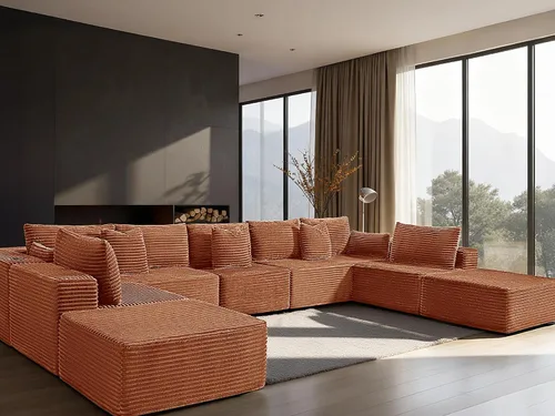 Vista 39 de Sofá modular de gran tamaño de 108 pulgadas, cómodo sofá deshuesado en forma de U para sala de estar, asientos extra profundos, sin montaje, sofá