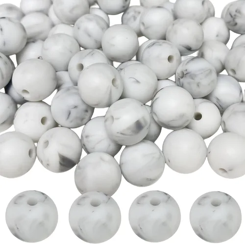 Vista 12 de Abalorios de silicona, 120 piezas de 6 mm abalorios redondos de silicona para hacer llaveros, pulseras, collares, aretes, joyas, manualidades DIY