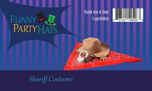 Vista 9 de Disfraz d sheriffSombrero vaquero con accesorios de cowboy Divertidos sombreros de fiesta de sheriff del oeste., M