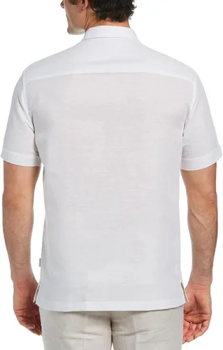 Vista 2 de Cubavera Camisa de manga corta con botones y panel bordado de cachemira para hombre