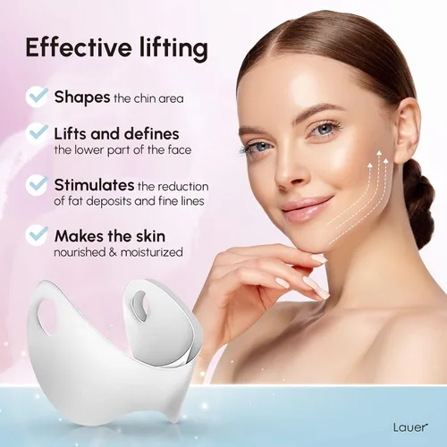 Vista 3 de Máscara facial adelgazante en forma de V, reductor de barbilla doble, máscara de elevación de línea en V, cinta de elevación de cuello, parche más