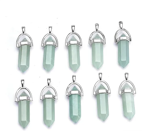 Vista 4 de Dije de bala de piedra de cuarzo auténtico, colgante de chakra de reiki, dijes de cristal a granel para fabricación de joyas 10 piezas amatista