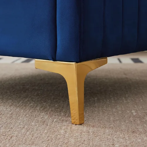 Vista 7 de Juego de sillas de acento de terciopelo, 2 sillas modernas de acento con patas de metal dorado, silla de lectura tapizada, pequeño sofá para sala