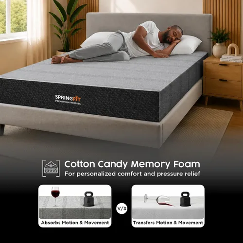 Vista 5 de Springfit Colchón de espuma viscoelástica tamaño King de 10 pulgadas con tela de punto transpirable para mayor comodidad y alivio de presión