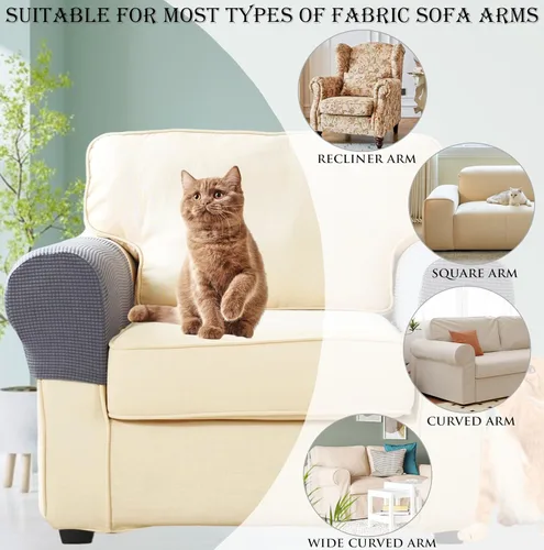 Vista 4 de Juego de 2 fundas elásticas para reposabrazos de sofá, silla y sillón reclinable (Negro)