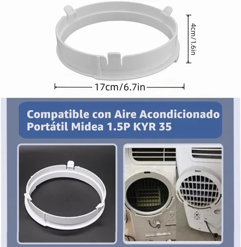Vista 5 de Conector de manguera de aire acondicionado, adaptador de interfaz de conducto de escape ajustable ABS para aire acondicionado móvil 1.5P KYR 35