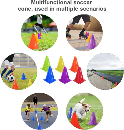 Vista 7 de Conos de fútbol para entrenamiento deportivo: conos de fútbol, marcador de campo de agilidad para patinaje, baloncesto, práctica de fútbol