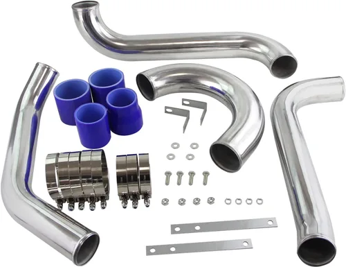 Vista 14 de Kit de tubos intercooler para Toyota Supra MK4 2JZ-GTE JZA80 2JZGTE Motor Twin Turbo 3.0L MKIV 1993-1998 (tubo plateado-negro)
