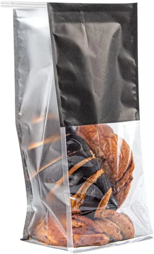 Vista 9 de Restaurantware Bag Tek - Bolsas de lazo de lata de 5.1 x 4.1 x 11.2 pulgadas con ventanas, 100 bolsas resellables con ventanas, parte inferior plana