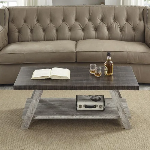 Vista 11 de Roundhill Furniture Athens - Mesa de centro de madera replicada contemporánea en acabado negro