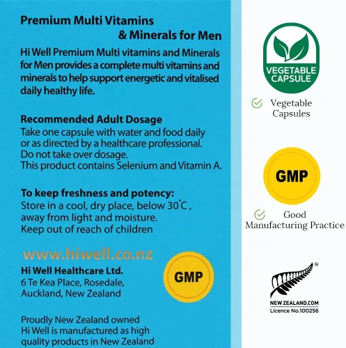 Vista 5 de Hi Well Premium Multi Vitaminas y Minerales para Hombres 60VegeCápsulas
