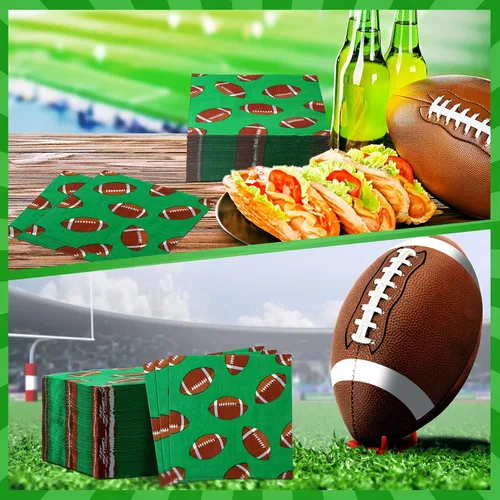 Vista 7 de Tinlade 100 hojas de servilletas de fútbol de fútbol, decoración de club de fútbol, servilletas de papel desechables de neón, suministros de fiesta