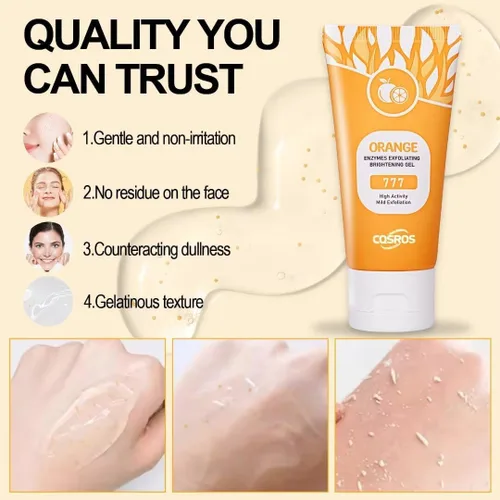 Vista 4 de 2 unidades de gel exfoliante naranja para la piel de la cara y el cuerpo, exfoliante hidratante de limpieza profunda, gel exfoliante de naranja