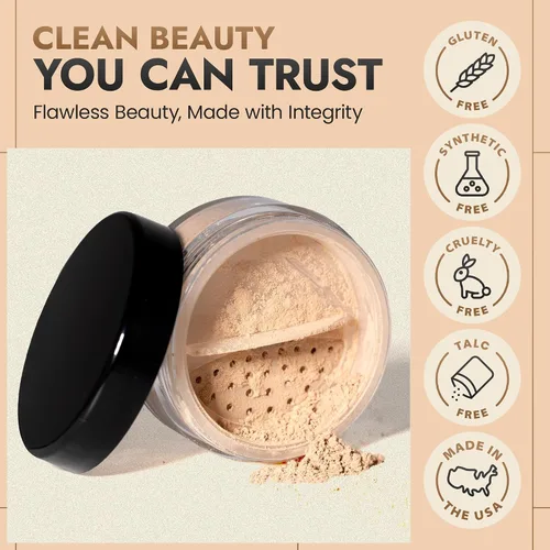 Vista 3 de BaeBlu InstaFame - Base de maquillaje mineral suelta, mate de cobertura completa con SPF natural para pieles sensibles, crea For Sensitive &