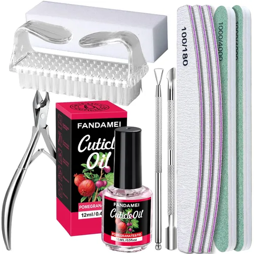 Vista 8 de FANDAMEI Limas de uñas y amortiguadores, herramientas de manicura kit de cuidado de uñas con lima de uñas, bloque de pulidor de uñas, cuidado