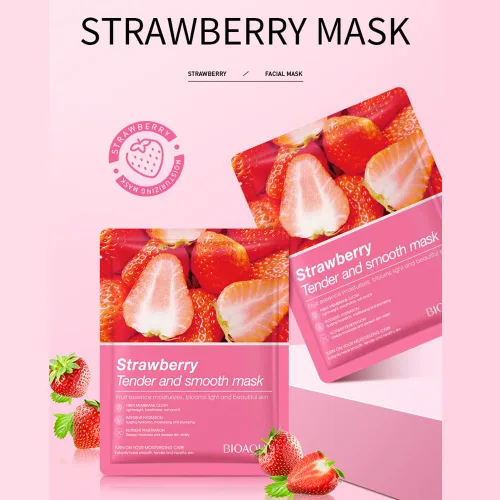 Vista 3 de BIOAQUA Extracto de flor de fruta Vitamina C Máscara facial Esencia vegetal Hidratante Fibra Membrana Paño Hidratante Profundo Cuidado de la Piel
