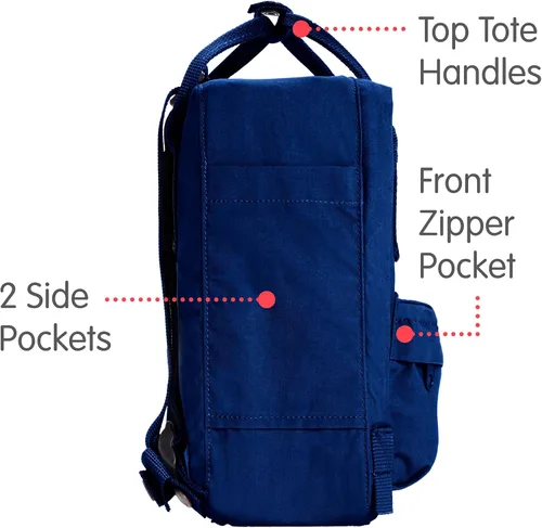 Vista 4 de Fjallraven Kanken Classic - Mochila pequeña para el día a día, Kånken Mini, talla única , Azul Oscuro