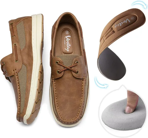 Vista 8 de Vostey Zapatos sin cordones para hombre, con soporte de arco, zapatos náuticos de 2 ojales ligeros para hombre